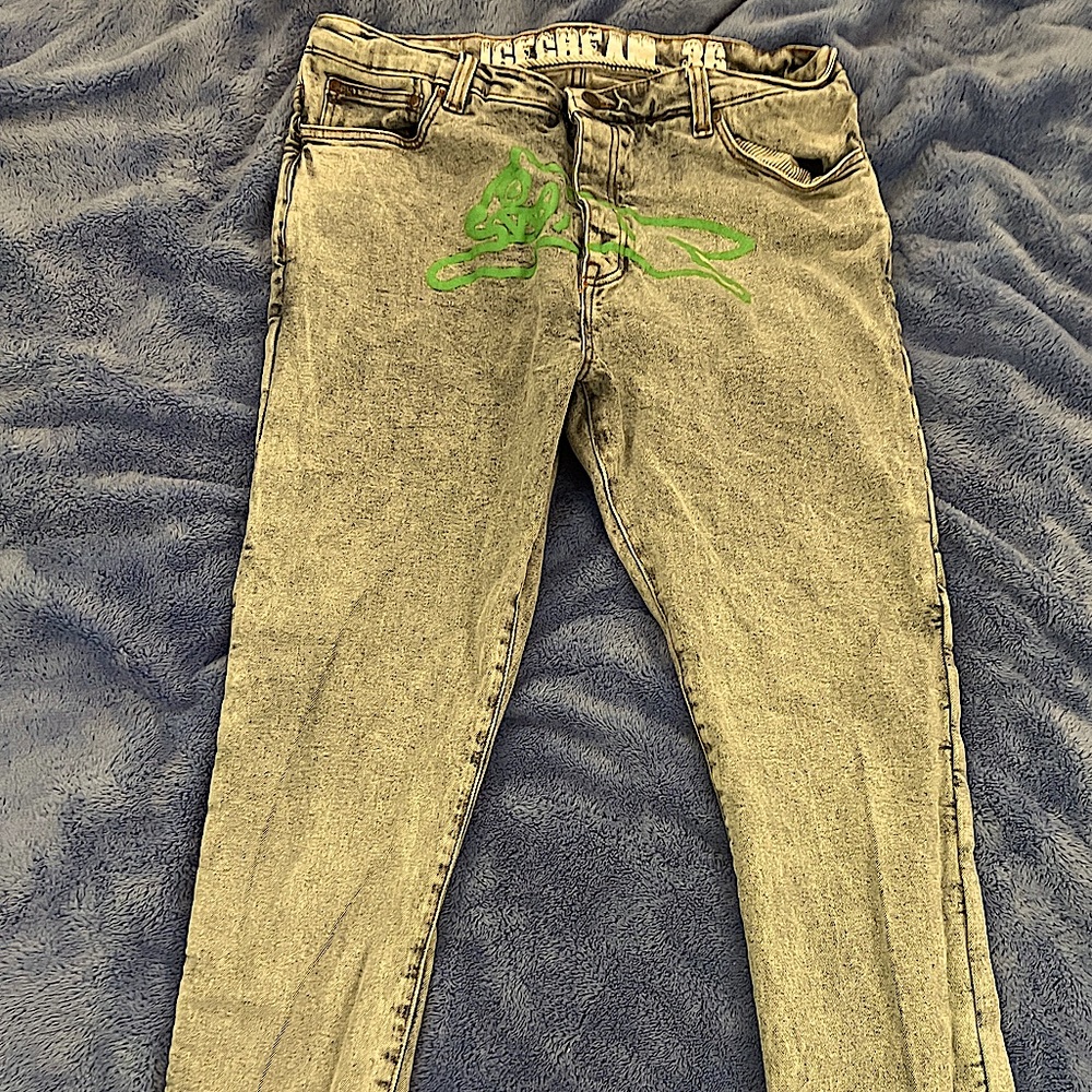 COPY - Ice Cream Jeans - Mens Size 36 - Green Running Dog - Only worn once!